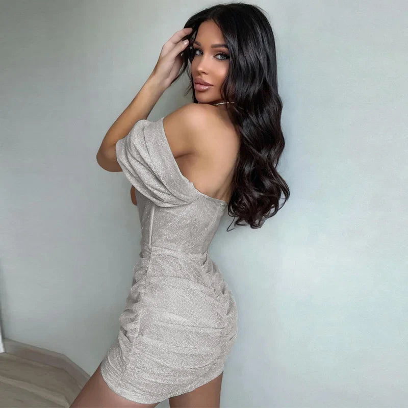 FashionSierra -Sexy Slim Ruched Elegant Mini Dress