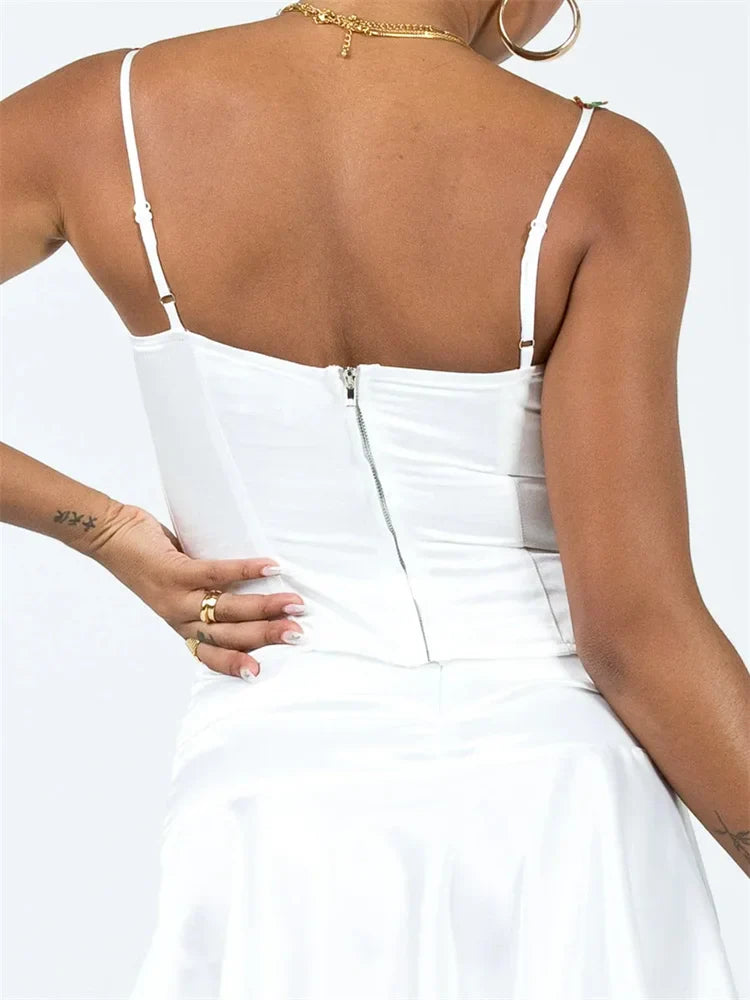 FashionSierra - 2025 Flowers Sleeveless Strap Camis Summer Clubwear Sexy Low Cut Push Up Tank Bustiers Corsets Crop Tops