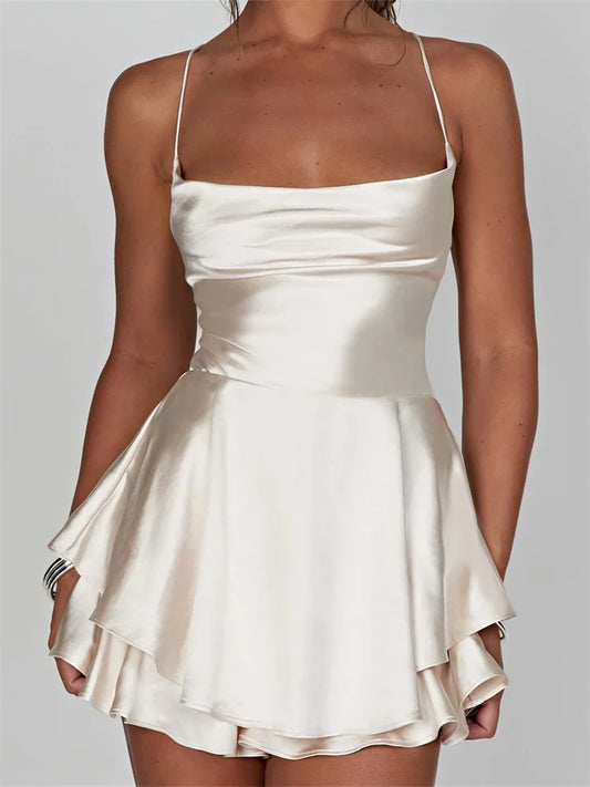 FashionSierra - 2025 Sleeveless Strap A-Line Party Club Mini Dress