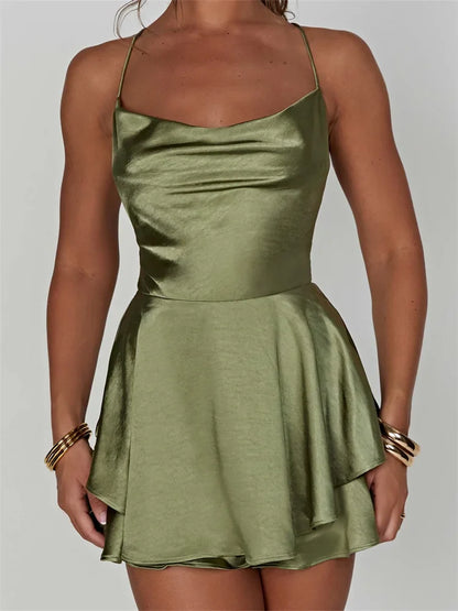 FashionSierra - 2025 Sleeveless Strap A-Line Party Club Mini Dress