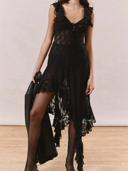 FashionSierra - Sexy Lace Sleeveless Strap Mini Dress