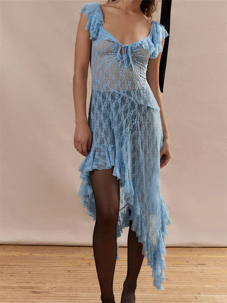 FashionSierra - Sexy Lace Sleeveless Strap Mini Dress