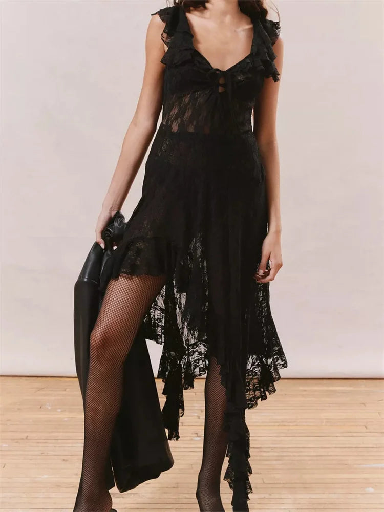 FashionSierra - Sexy Lace Sleeveless Strap Mini Dress