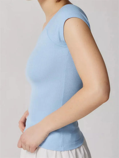 FashionSierra - Sexy Slash Neck Off Shoulder Short Sleeve Solid Color/Striped Print Slim Fit Streetwear Tee