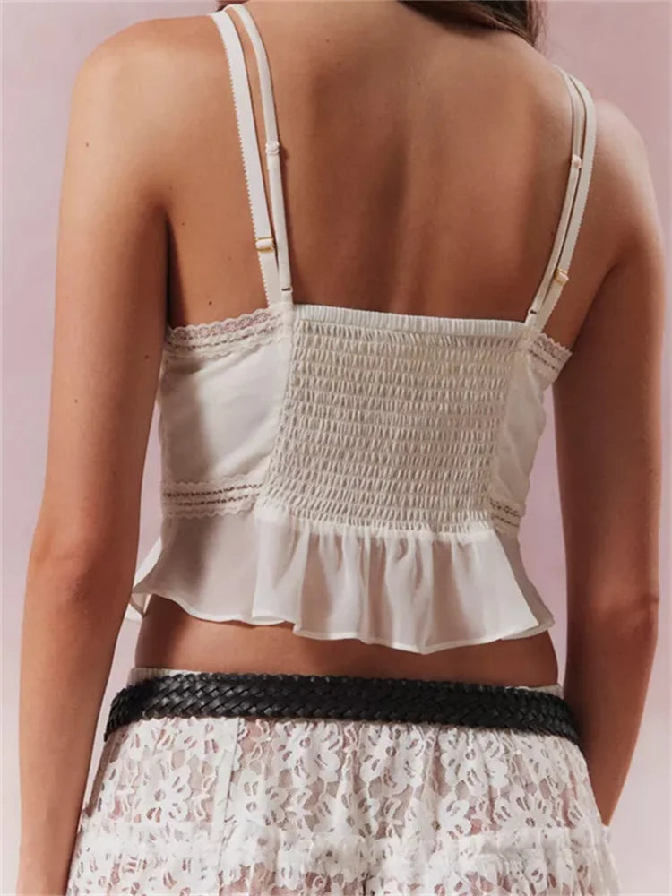 FashionSierra - 2025 Adjustable Strap See Through V Neck Tank for Summer Mini Vest Crop Tops