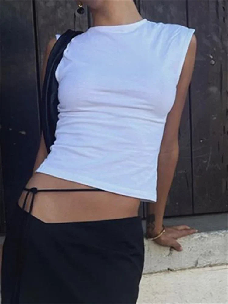 FashionSierra - 2025 Casual Sleeveless Slim Fit Pullovers Backless Tie-up Female Base Vest Top Clubwear Crop Tops