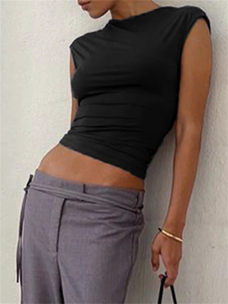 FashionSierra - 2025 Casual Sleeveless Slim Fit Pullovers Backless Tie-up Female Base Vest Top Clubwear Crop Tops