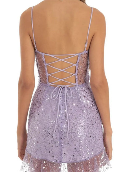 FashionSierra - 2025 Sleeveless Strap Sequined Mini Dress