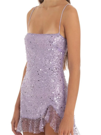 FashionSierra - 2025 Sleeveless Strap Sequined Mini Dress