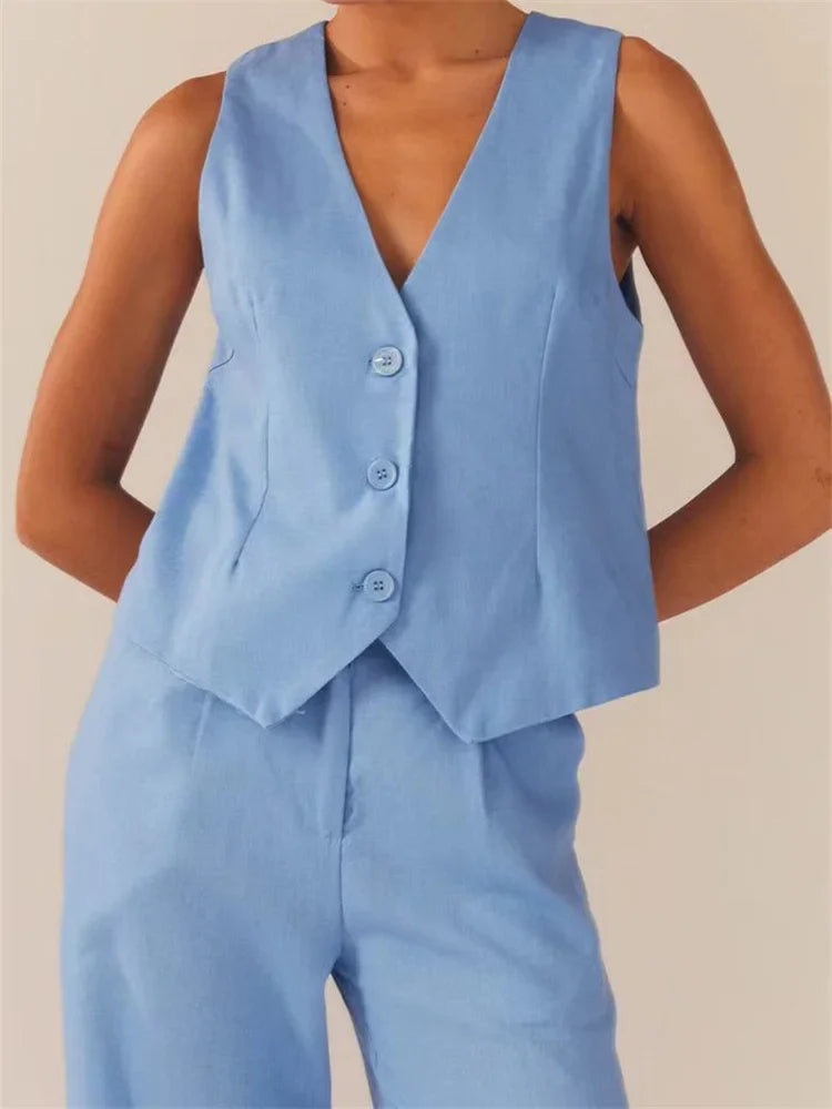 FashionSierra - 2025 Suit Vest Buttons Up Slim Fit Solid Color V-neck Cropped Waistcoat Y2K Casual Gothic Streetwear Crop Tops