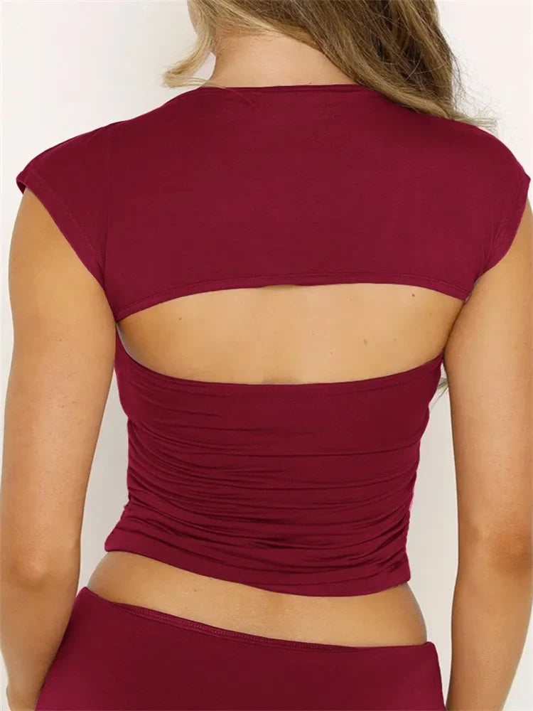 FashionSierra - 2025 Strapless Off Shoulder Tube Solid Color Sleeveless Slim Fit Cropped Mini Vest Streetwear  Tank Crop Tops