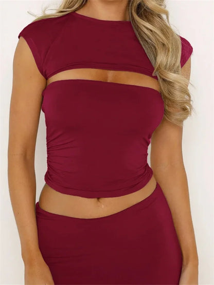 FashionSierra - 2025 Strapless Off Shoulder Tube Solid Color Sleeveless Slim Fit Cropped Mini Vest Streetwear  Tank Crop Tops