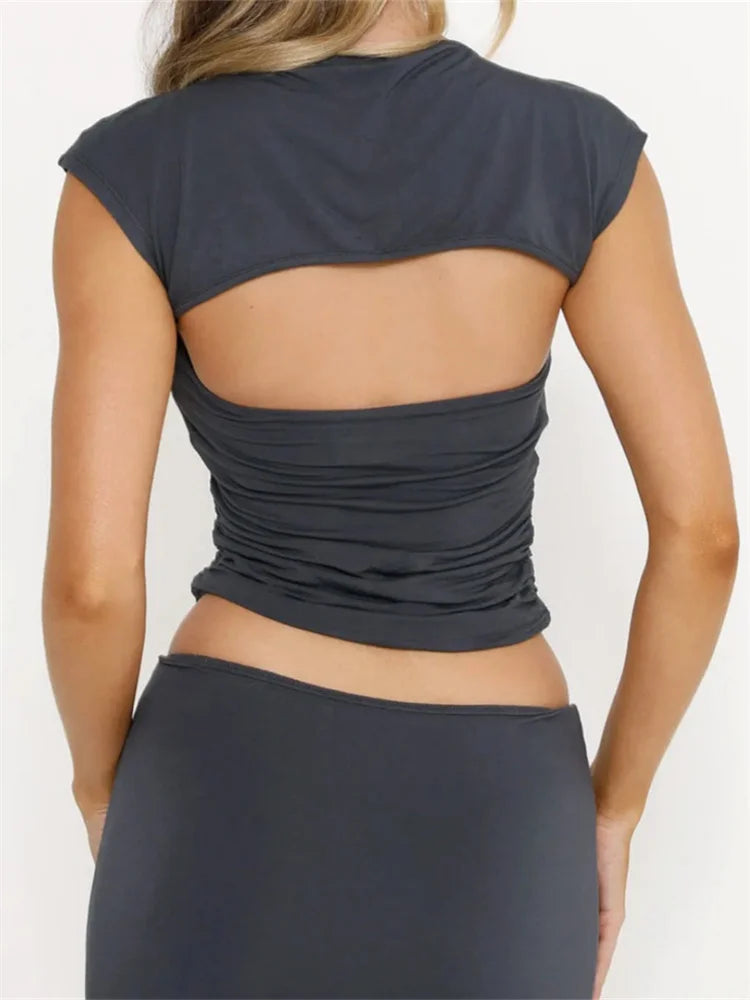 FashionSierra - 2025 Strapless Off Shoulder Tube Solid Color Sleeveless Slim Fit Cropped Mini Vest Streetwear  Tank Crop Tops