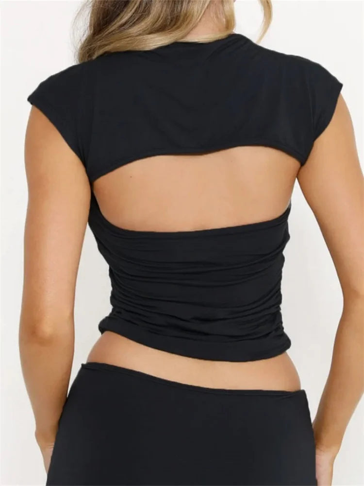 FashionSierra - 2025 Strapless Off Shoulder Tube Solid Color Sleeveless Slim Fit Cropped Mini Vest Streetwear  Tank Crop Tops