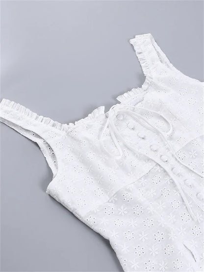 FashionSierra - 2025 Y2K Square Neck Bustiers Lace Patchwork Low Cut Front Buttons Up Fairycore Tank Crop Tops