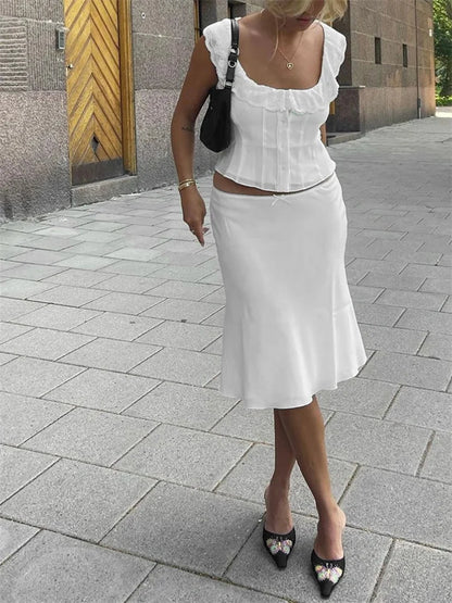 FashionSierra - 2025 Elegant Lace V Neck Camis Spaghetti Strap Slim Vest Vintage Backless Tank Summer Clothes Crop Tops