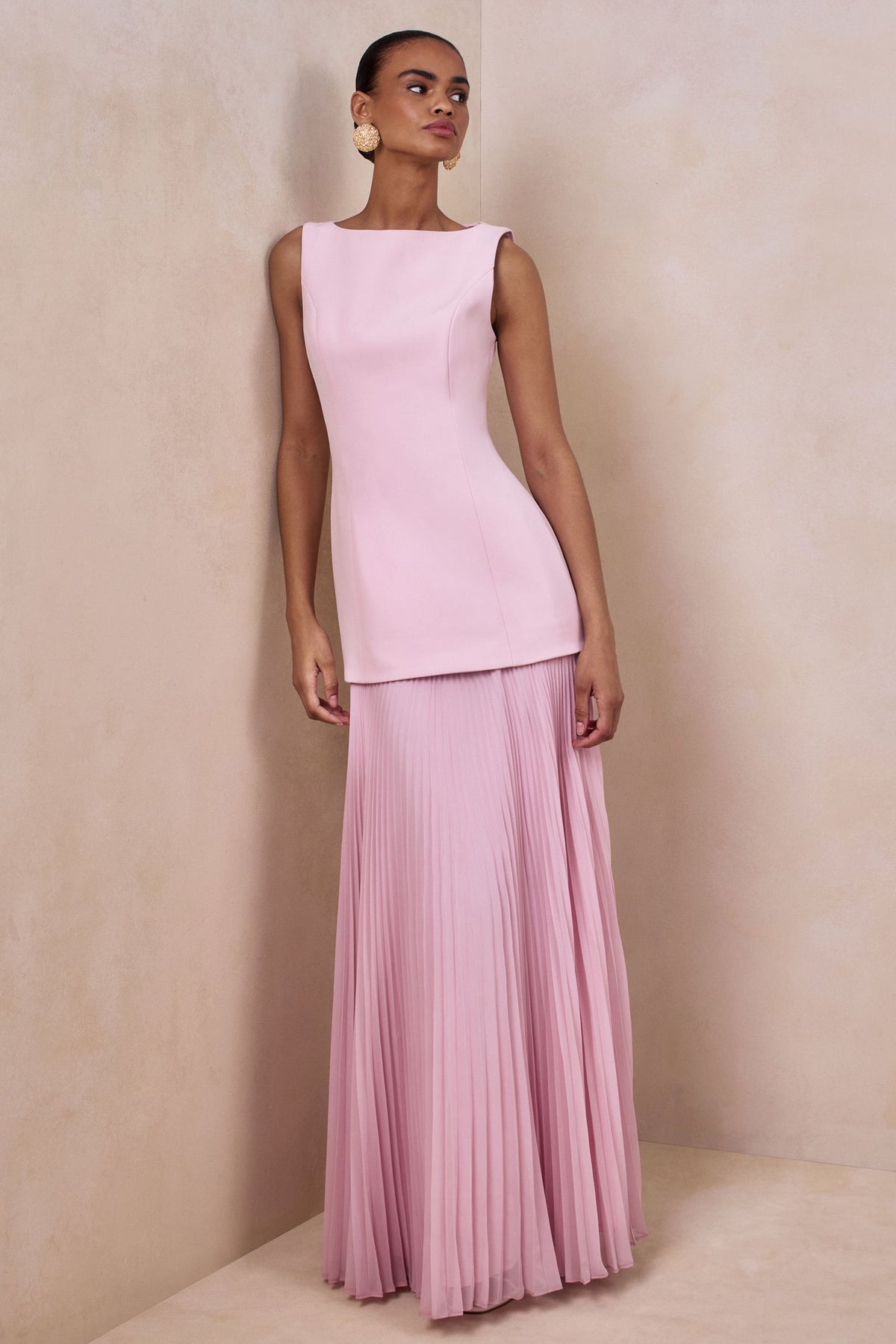 Liana Pleated High Maxi Dress