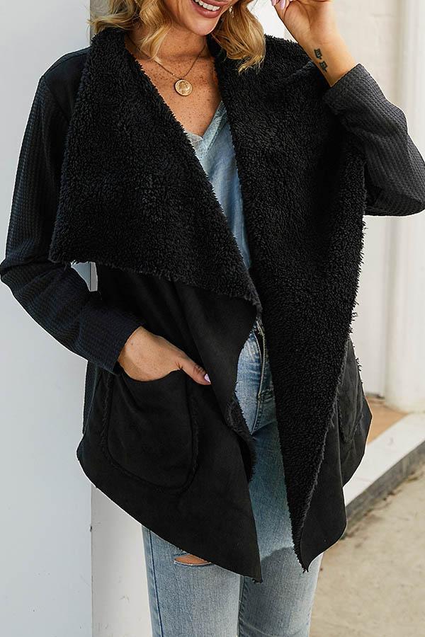 Solid Plush Irregular Coat
