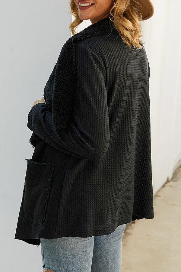 Solid Plush Irregular Coat