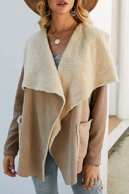 Solid Plush Irregular Coat