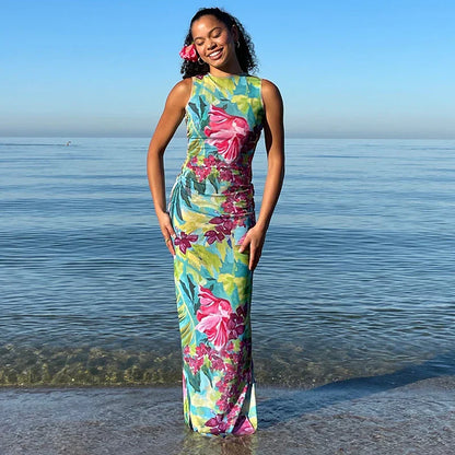 New Chic Sensational Vibrant Sexy Nightclub-ready Flirty Maxi Dress