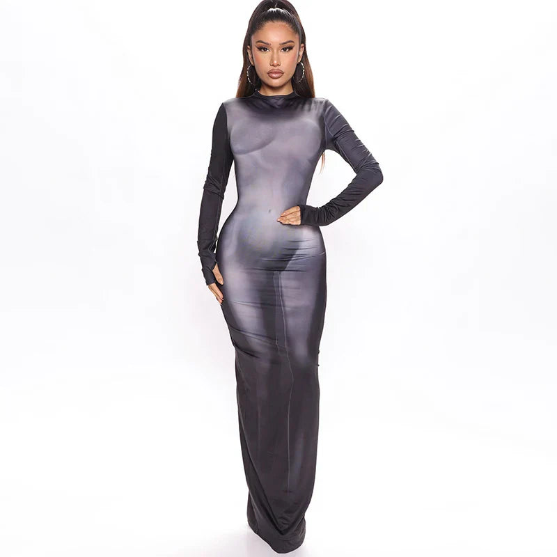 Party Club Bodycon Streetwear Fall Long Sleeve Dress Women Summer Clothes Maxi Dress