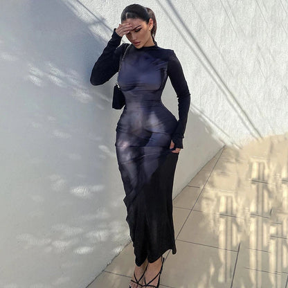 Party Club Bodycon Streetwear Fall Long Sleeve Dress Women Summer Clothes Maxi Dress