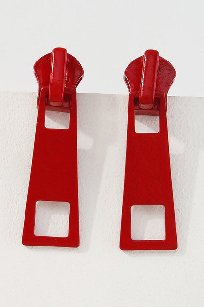 Candy Color Metal Zipper Earrings