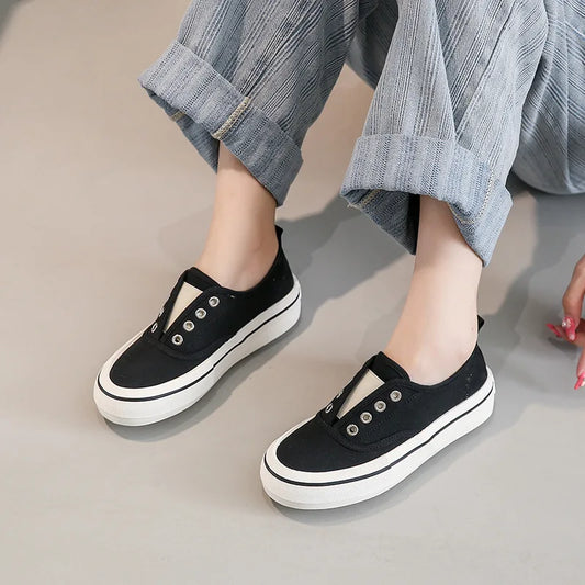 Canvas Lace Up Shallow Casual Solid Color Comfort Runner Outsole Fashion Skateboard