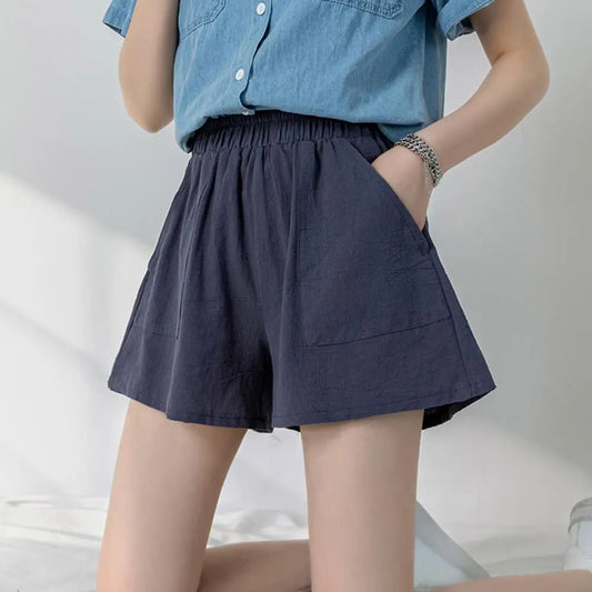 Linen Women Gym Workout Cotton Pants High Waisted Ladies Femme Sport Femme Streetwear Short