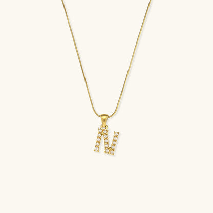 Celeste - Gold Pearl Letter Necklace