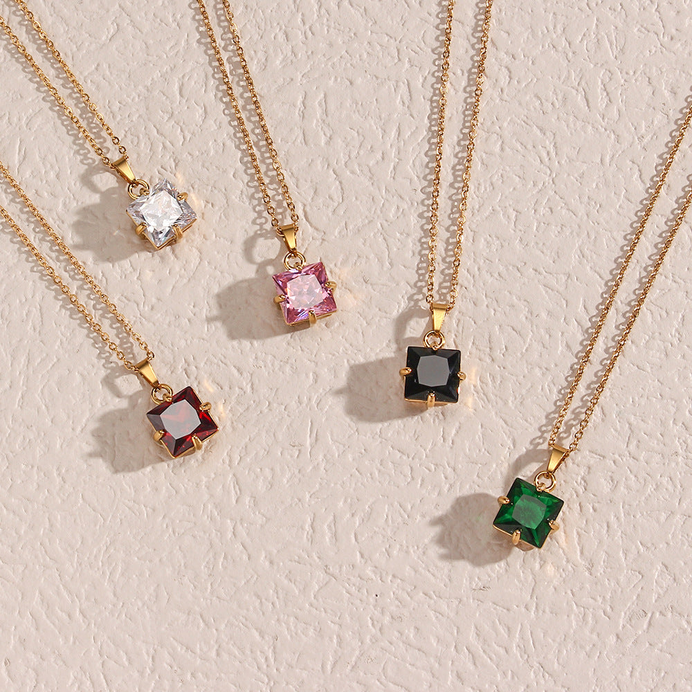 Celeste Gold Princess Cut Necklace