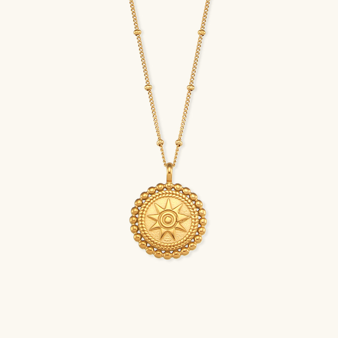 Celestial Glow - Gold Medallion Necklace