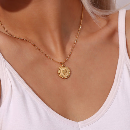 Celestial Glow - Gold Medallion Necklace