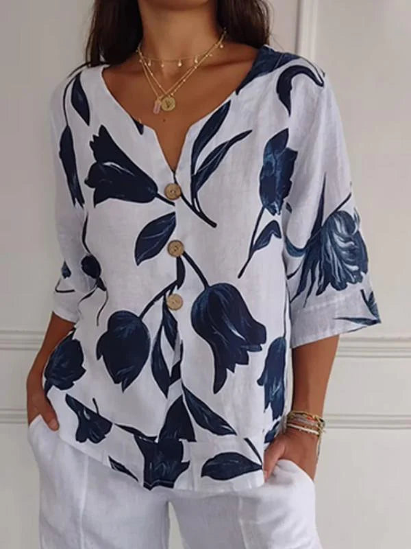 Estien - Camisa informal transpirable con botones para mujer