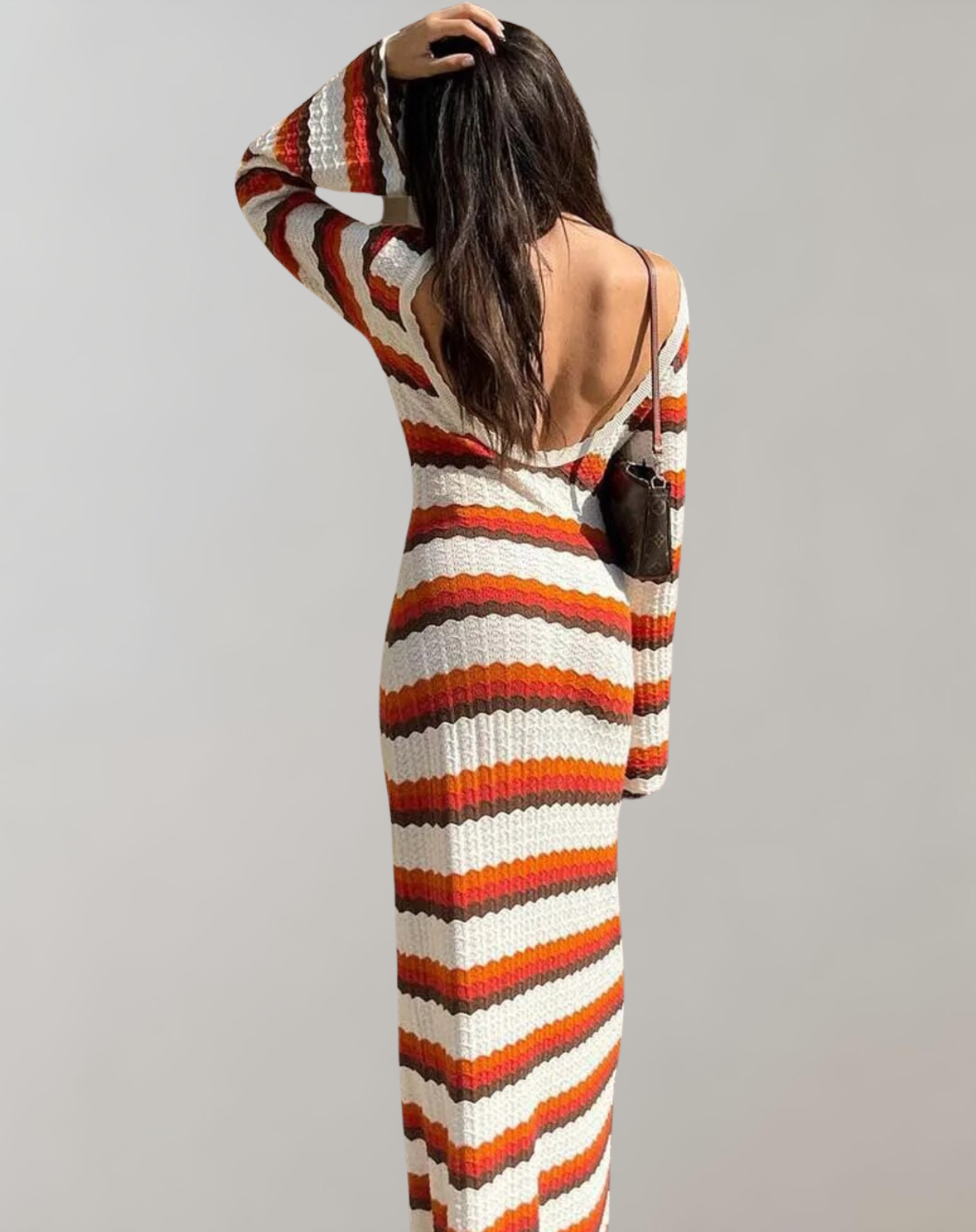 Vestido largo informal de punto a rayas para mujer | Ideal para primavera/verano