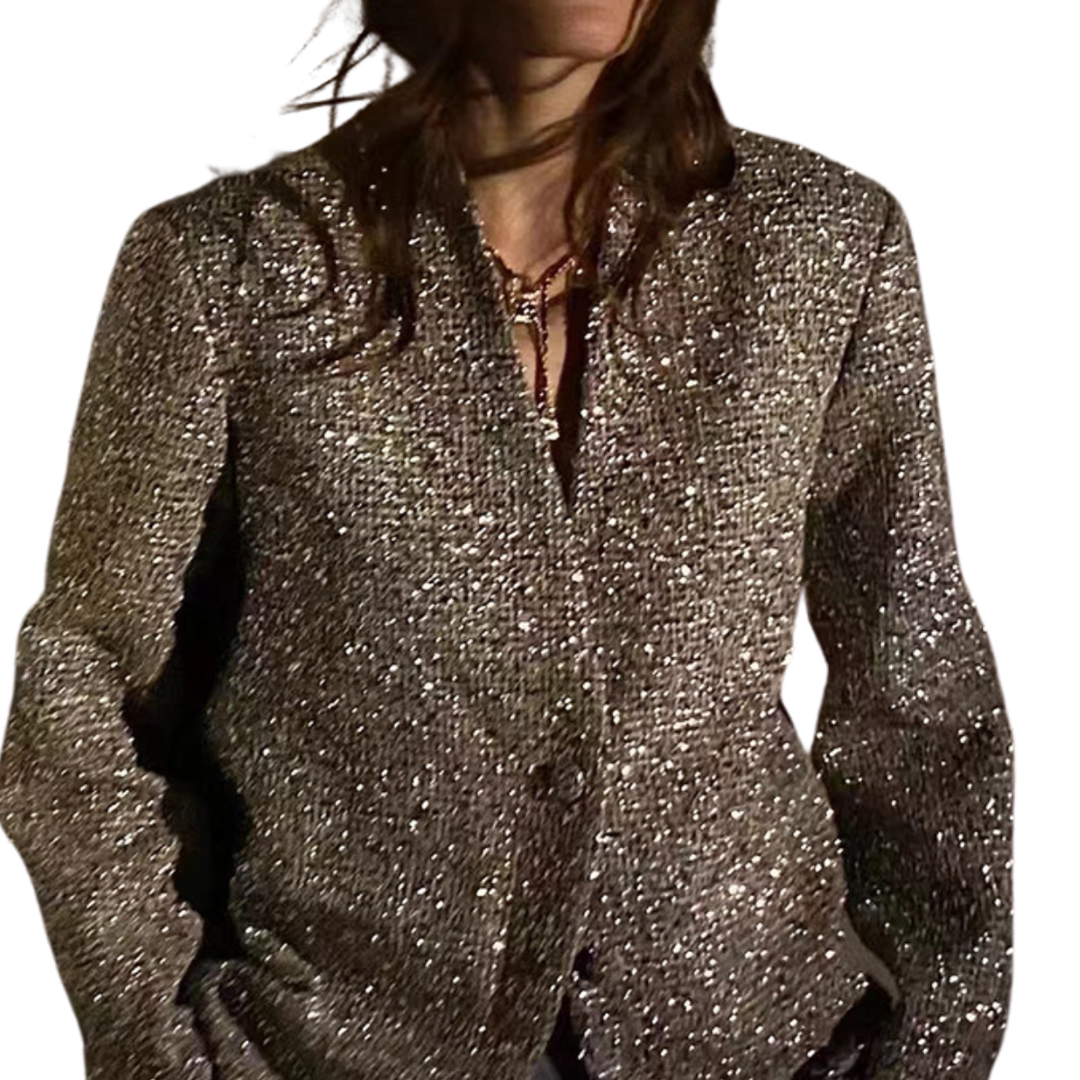 Women's Oversized Glitter Blazer with Buttons | Ideal for All Seasons