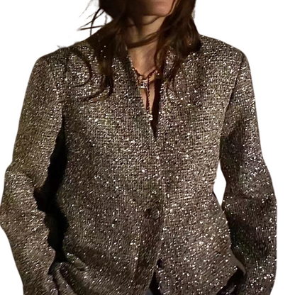 Women's Oversized Glitter Blazer with Buttons | Ideal for All Seasons