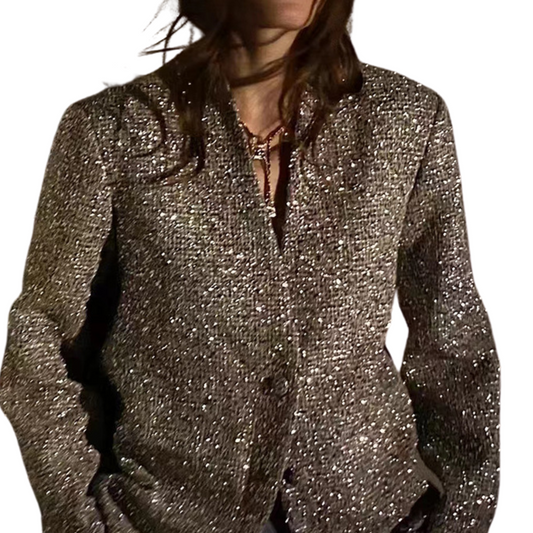 Women's Oversized Glitter Blazer with Buttons | Ideal for All Seasons