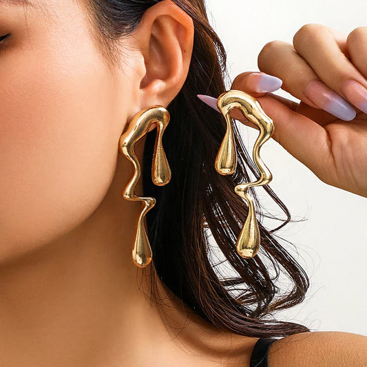 Irregular Gold Color Geometric Christmas Earring