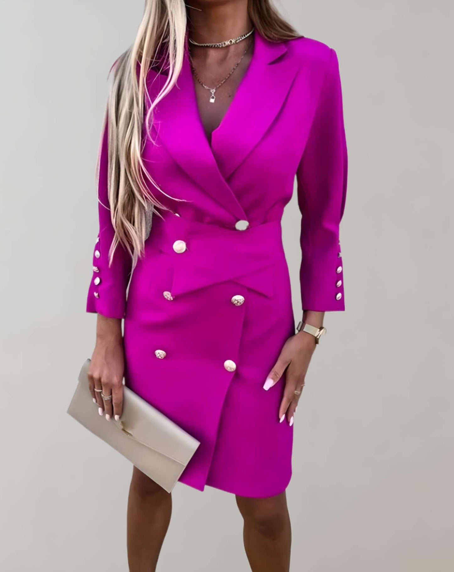 Elegante minivestido neón con botones para mujer | Ideal para primavera/verano