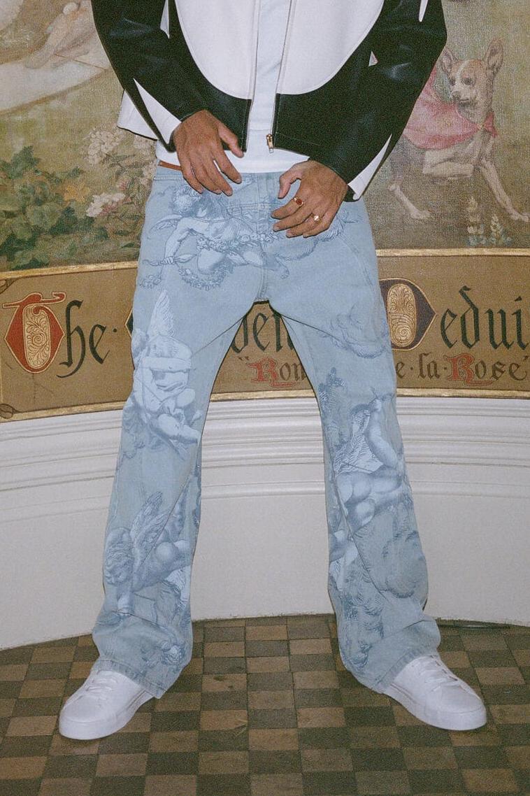Cupid Print Washed Blue Jeans
