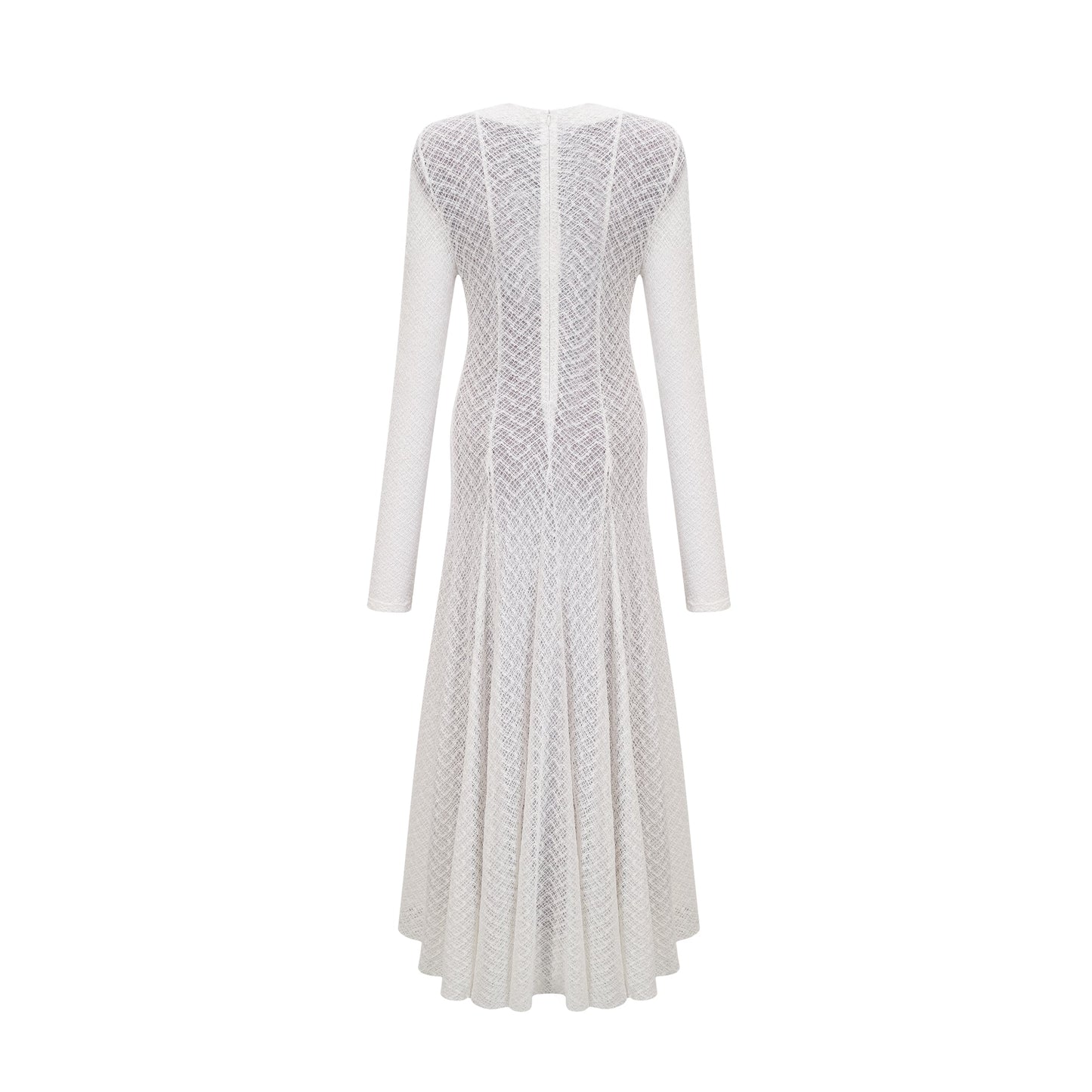 Athena wavy-pattern lace maxi dress in White