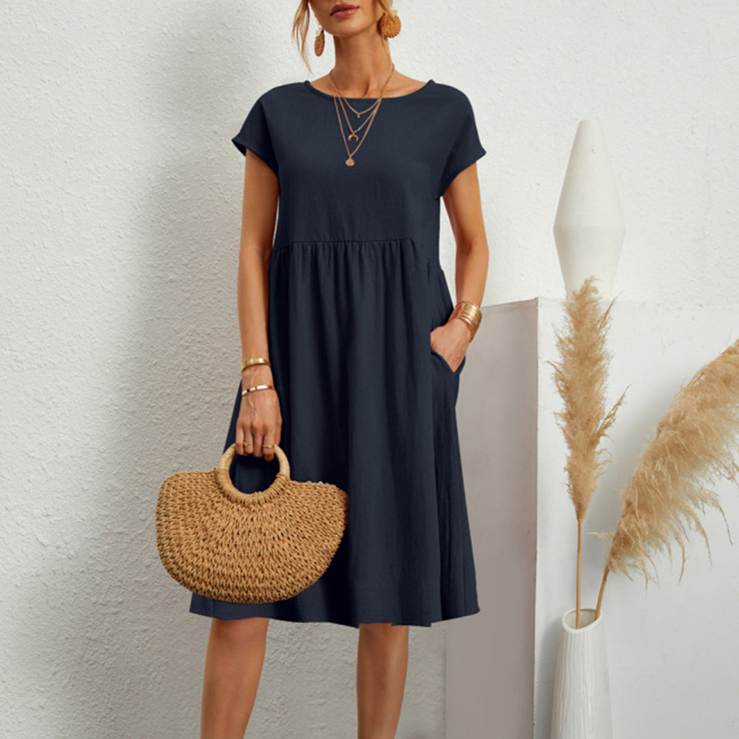 Women's Classic Roundneck Midi Dress  | Ideal for Spring/Summer