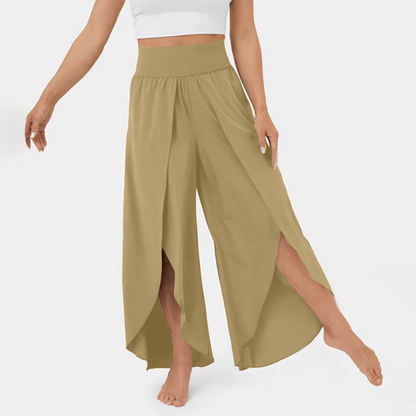 India - Pantalones acampanados para mujer - Elegantes - Tejido - Ideales para días informales