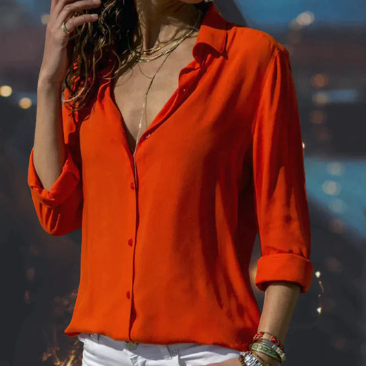 Blusa clásica de gasa abotonada para mujer | Ideal para primavera/verano