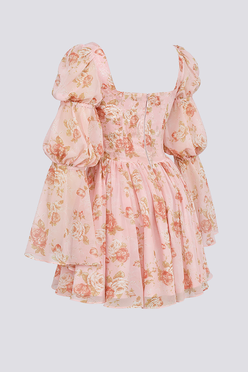 Minivestido floral con escote cuadrado divino
