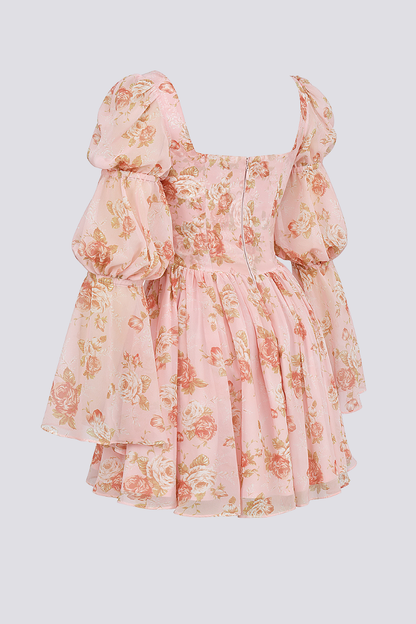Minivestido floral con escote cuadrado divino