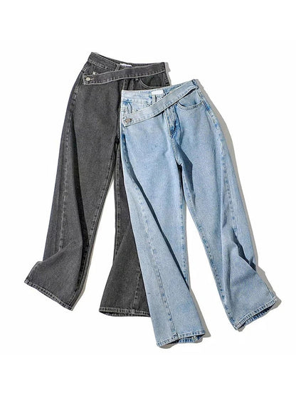 Vaqueros elegantes de tiro alto y holgados para mujer | Ideales para cualquier temporada