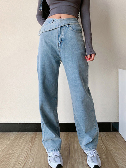 Vaqueros elegantes de tiro alto y holgados para mujer | Ideales para cualquier temporada